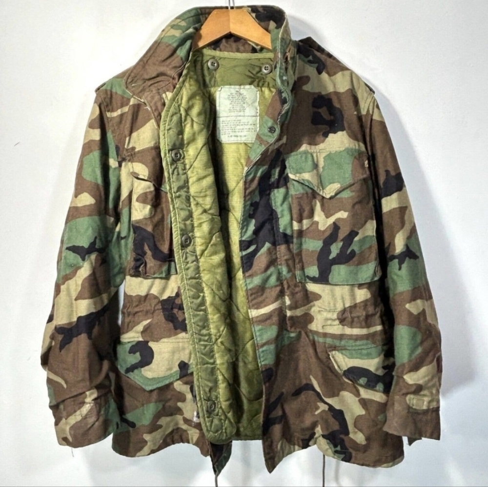 USGI M-65 Field Jacket Coat  Woodland Camo US Adult Small Short W/ Liner